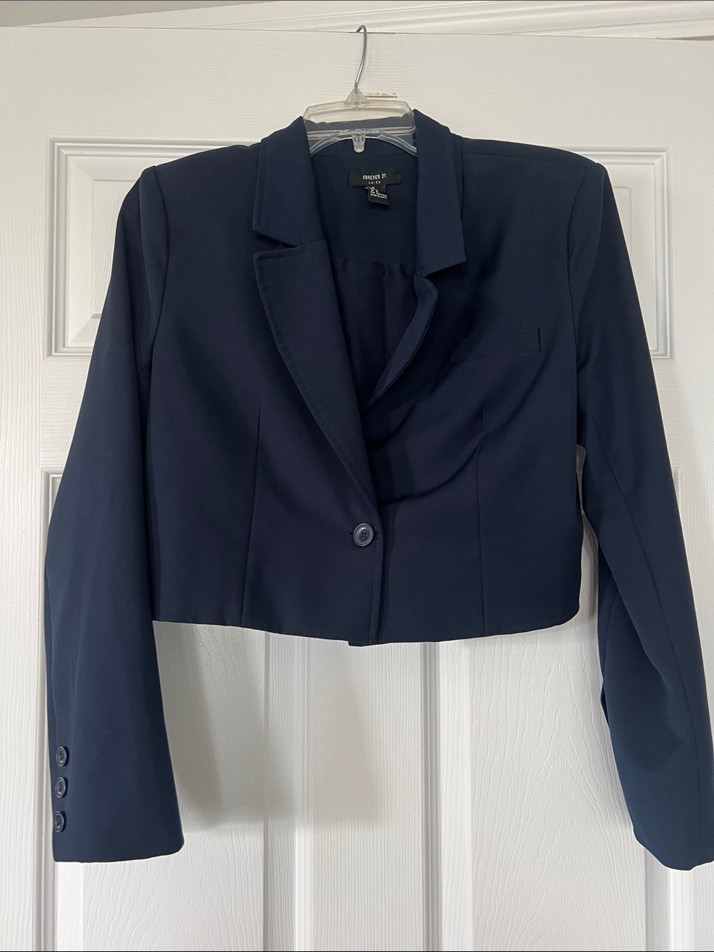 Forever 21 Navy Cropped Single-Button Blazer